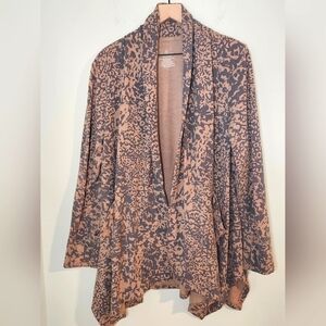 CuddlDuds Comfortwear Cardigan Women's L‎ Animal Print Asymmetrical Lounge Cozy